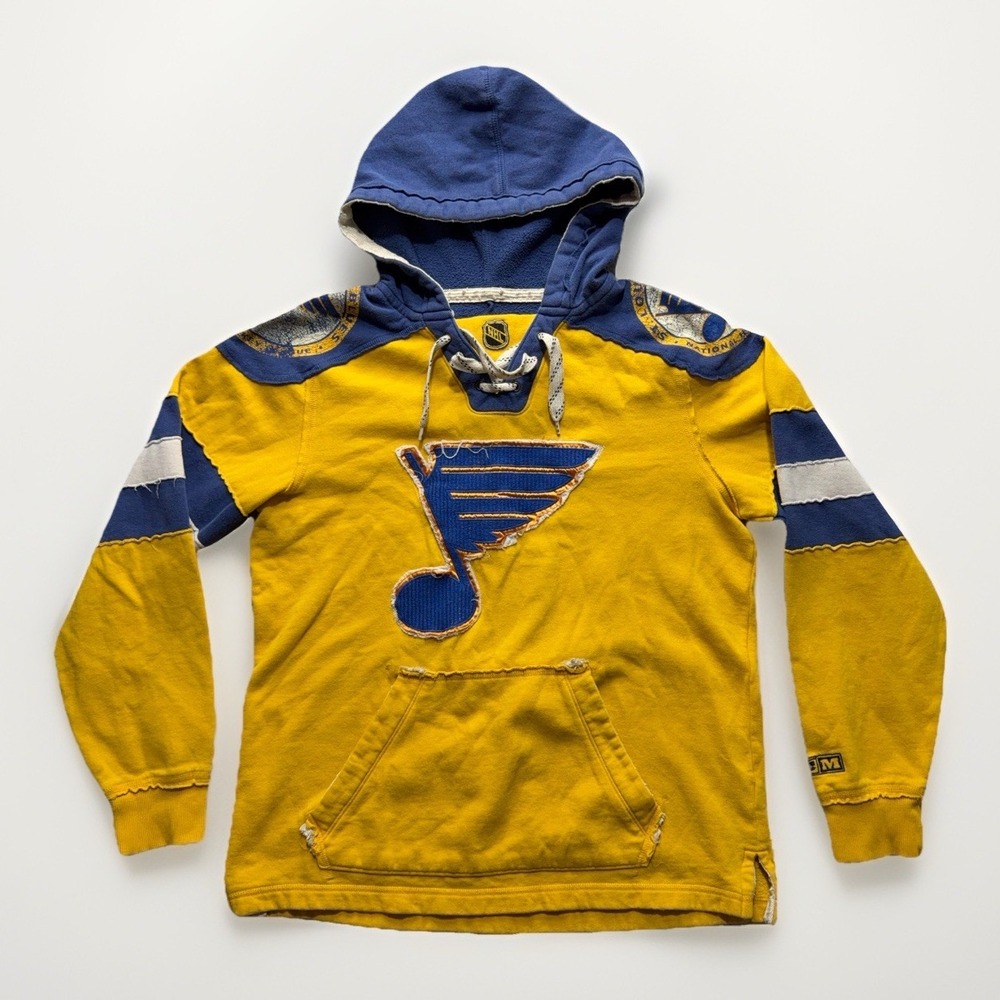 St Louis Blues CCM NHL M Pro OKD Hockey Jersey Pullover Distressed Grunge Hoodie